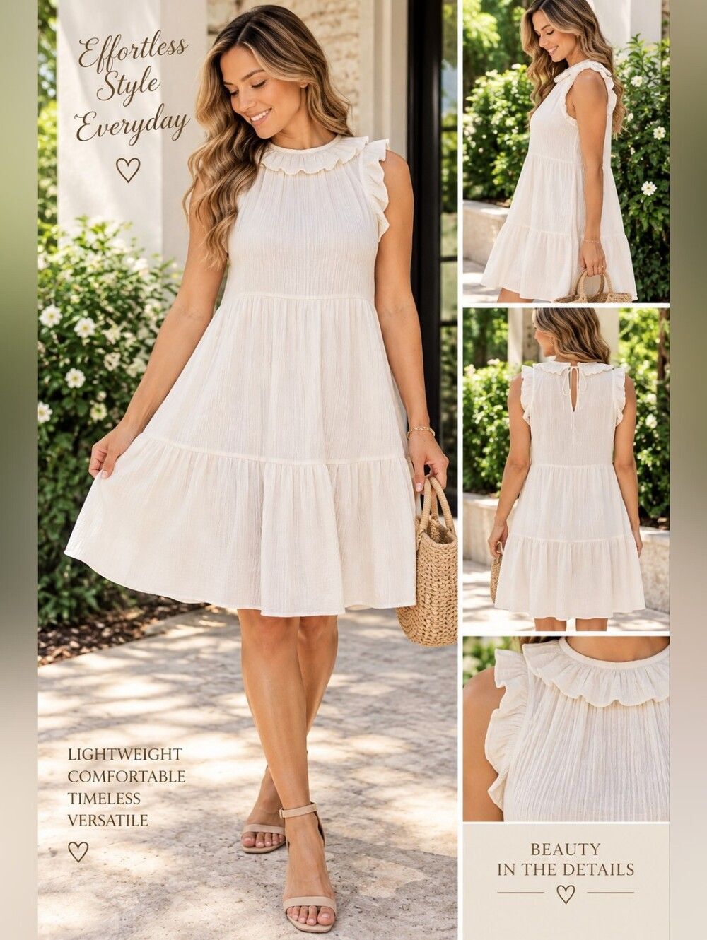 Sweet Wanderer Cream Ruffle Tiered Midi Dress